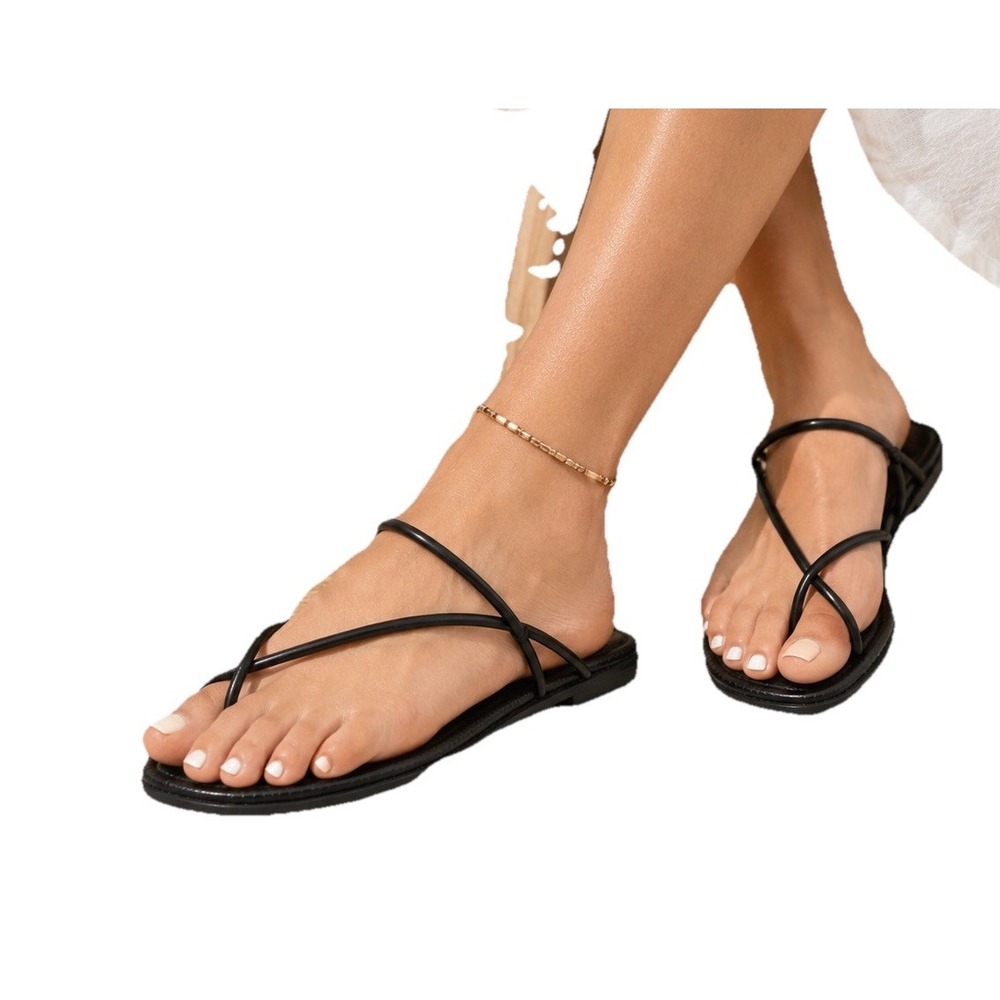 A New Day Ainsley Strappy Sandals Womens 6 Black Memory Foam NWT 096 07 7122